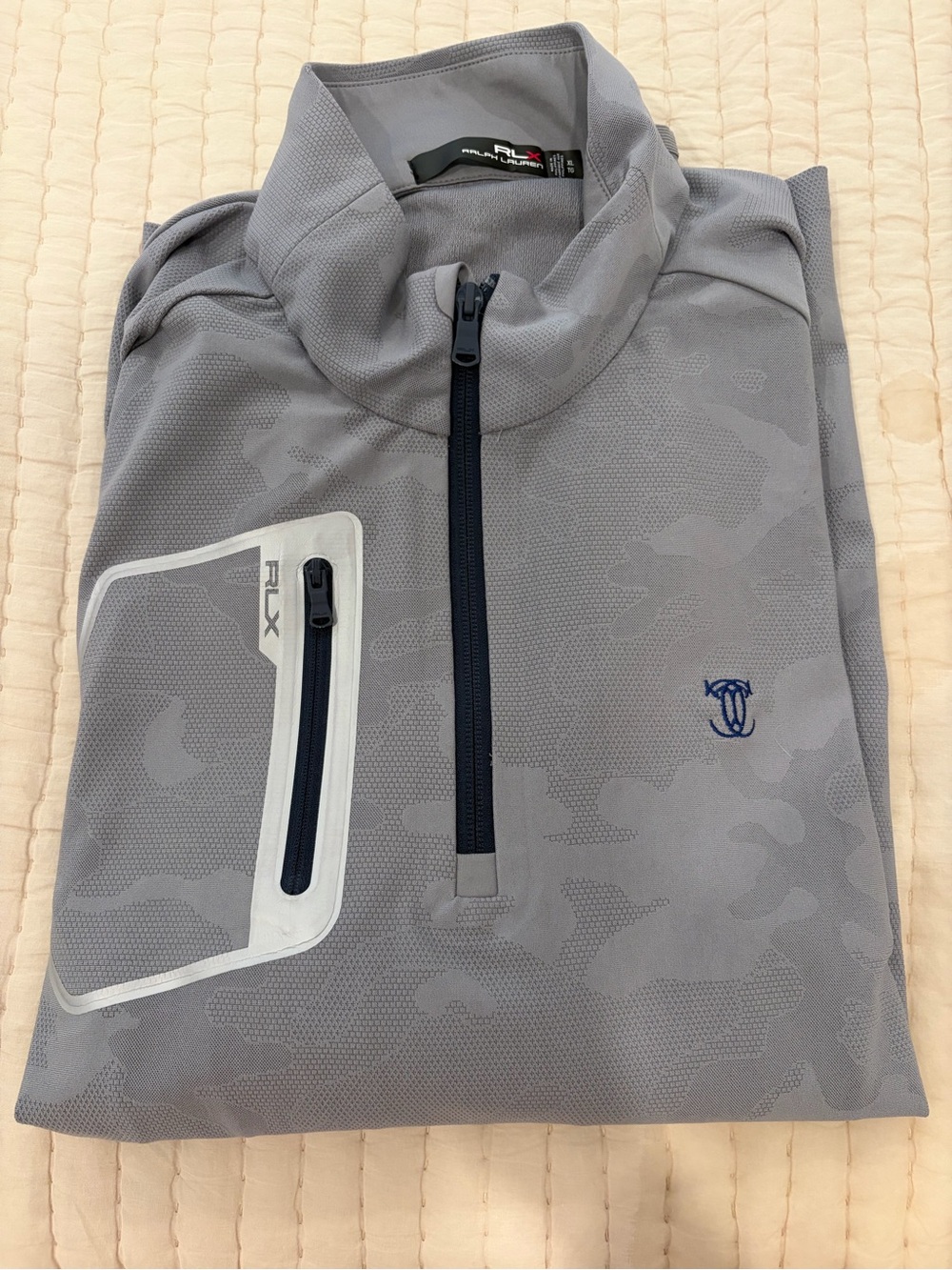 RLX Ralph Lauren Gray Camo Quarter-Zip Pullover XL The Country Club (Brookline)